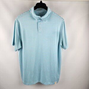 Rorie Whelan Shirt Mens Large Blue White Stripe S/S Golf Polo
